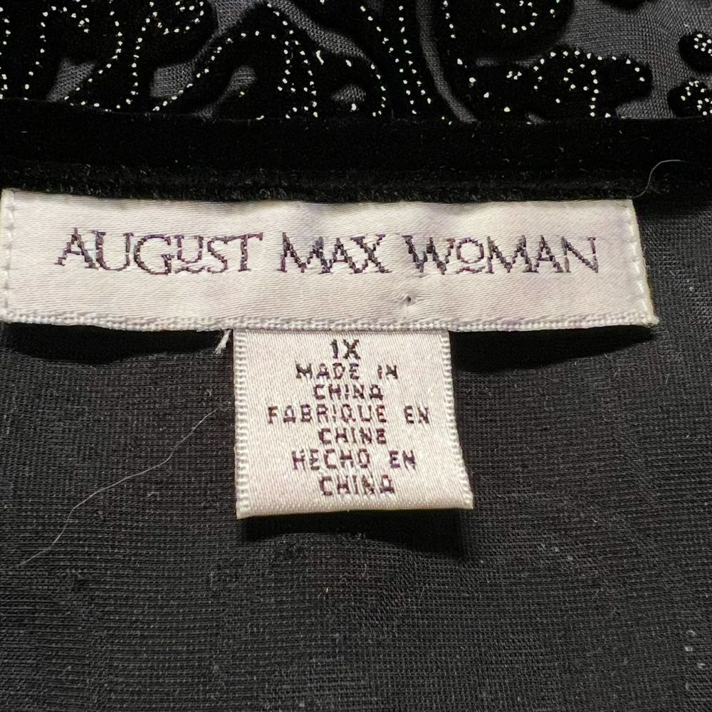 August Max Womens Black Velvet Burnout Cardigan Sz 1X Scarf Boho Gothic Evening - Picture 11 of 11